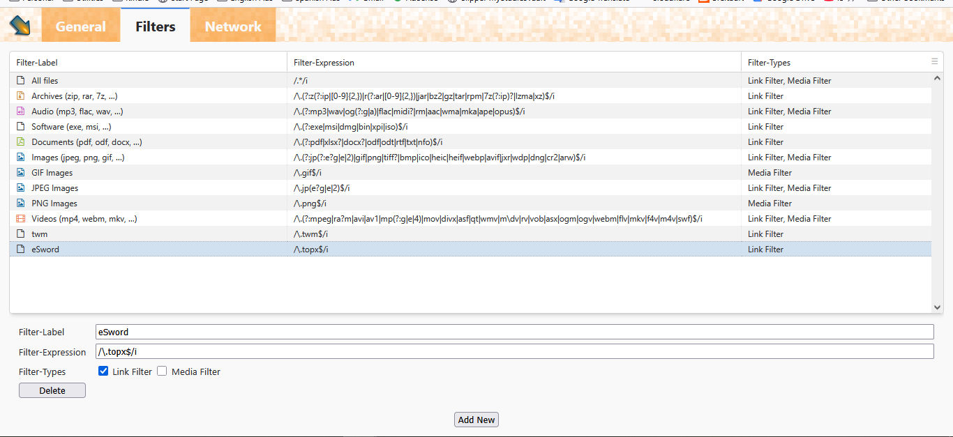 downthemall filter for esword topx files